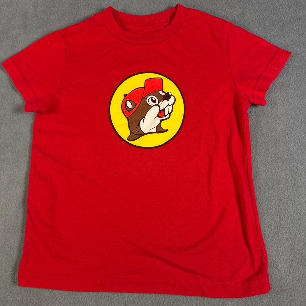 Buc-ee's Kids Youth Extra Small YXS Red Short Sleeve Beaver Logo Graphic T-Shirt